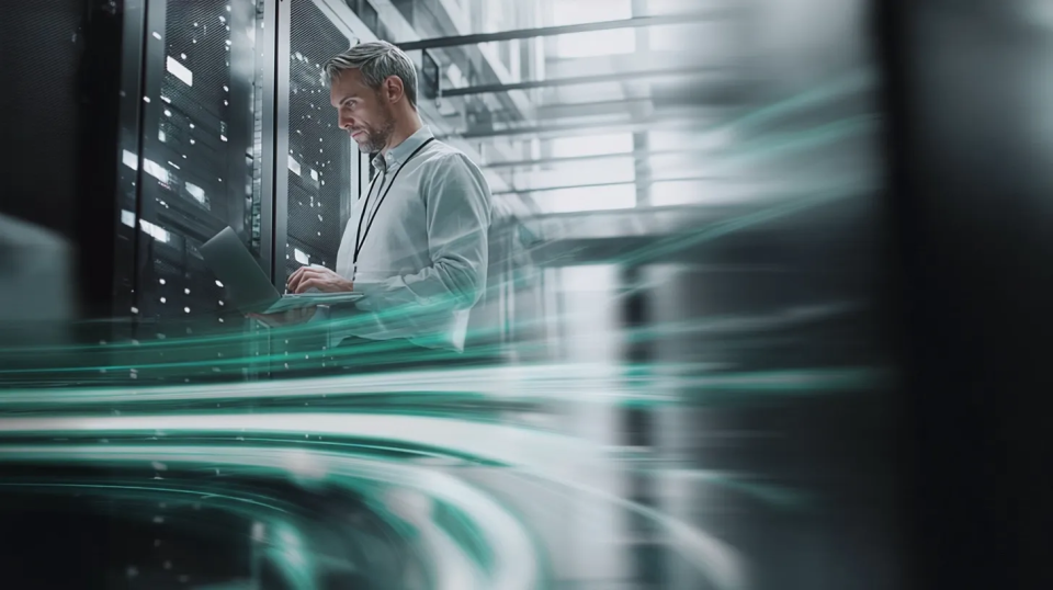 Enterprise engineer managing AI infrastructure in a high-performance data center environment.